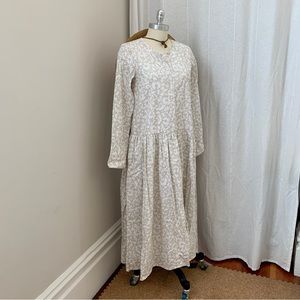 Kowtow Cottage Core Beige Floral Maxi Dress - Size XS